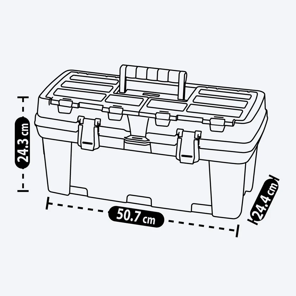 CAJA HERRAMIENTAS 20" PLUS CERRADURA PLASTICA NEGRA (6447) RIMAX - Vista 3