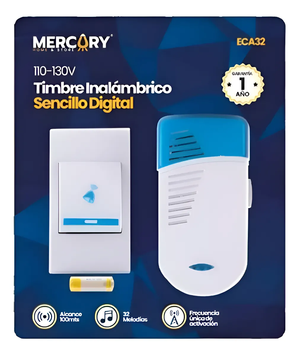 TIMBRE INALAMBRICO DIGITAL (ECA32) MERCURY - Vista 2