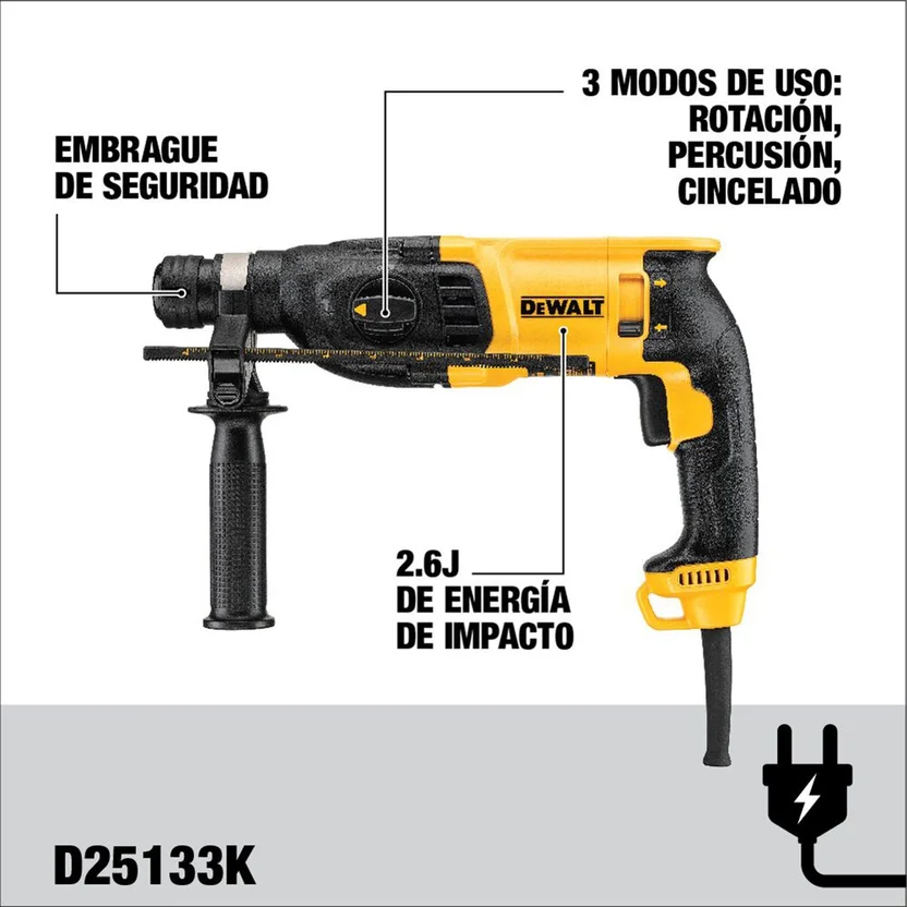 ROTOMARTILLO SDS PLUS 1" 800W (D25133K-B3) DEWALT - Vista 2