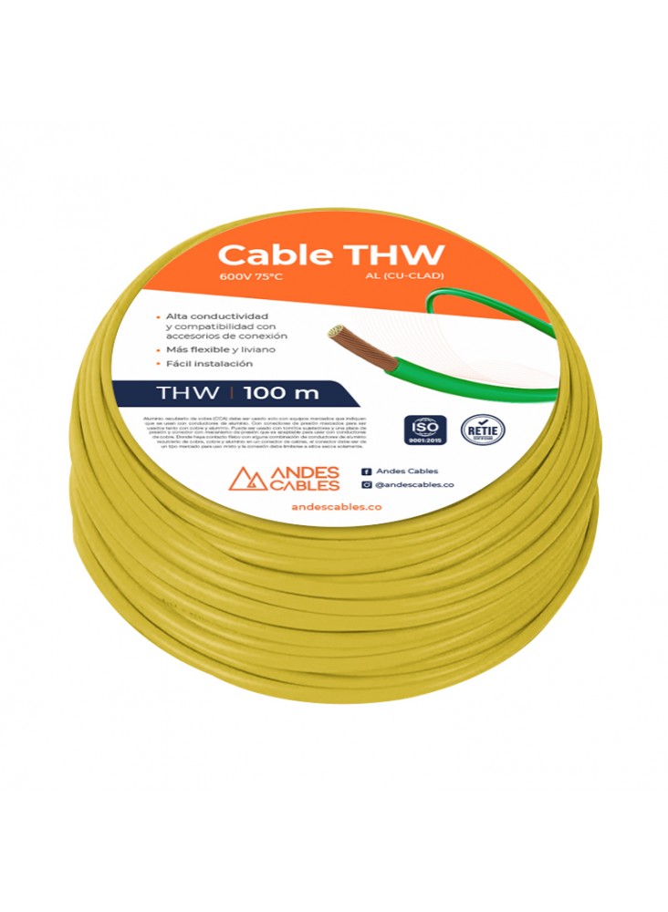 CABLE FLEX THW 12 AWG AMARILLO x100Mts (75795) ANDES
