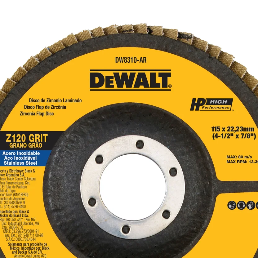 DISCO FLAP ZIRCONIO 4-1-2 Z120 GRANO (DW8310-BR) DEWALT - Vista 2