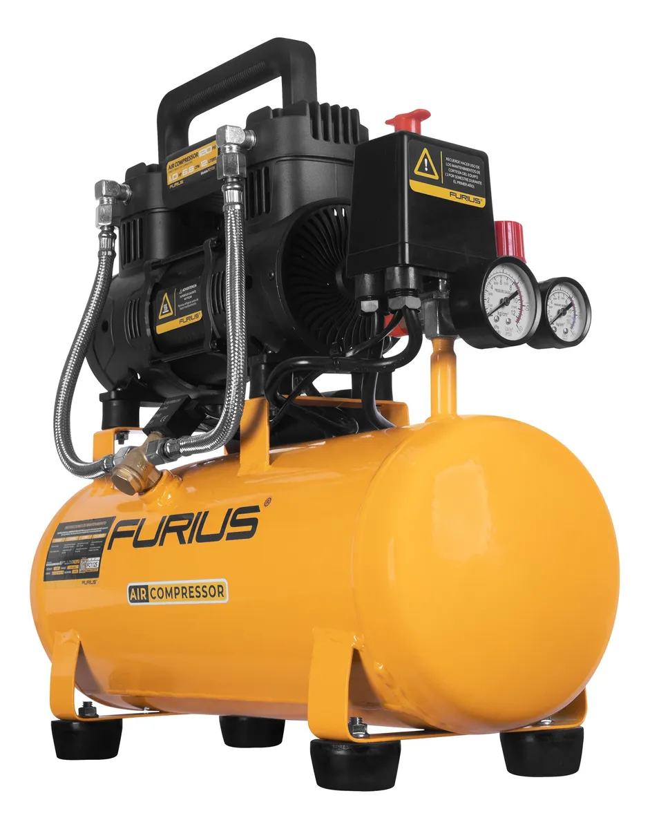 COMPRESOR DE AIRE LIBRE DE ACEITE SILENCIOSO 1,5HP 12 LITROS (FC112S) FURIUS - Vista 4