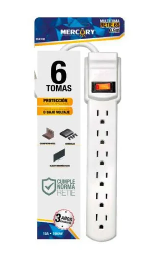 MULTITOMA 6 SALIDAS 1MT 3X14AWG (ECA108) MERCURY - Vista 4